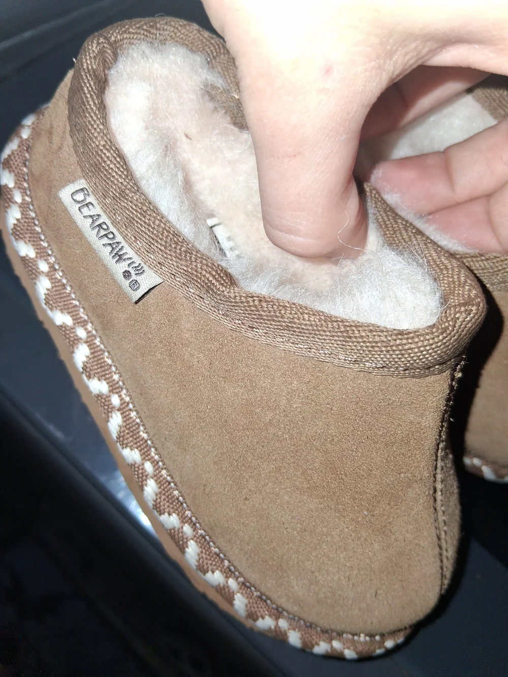 BearPaw Kids Brown Shearling-Lined Slip-On Slippers